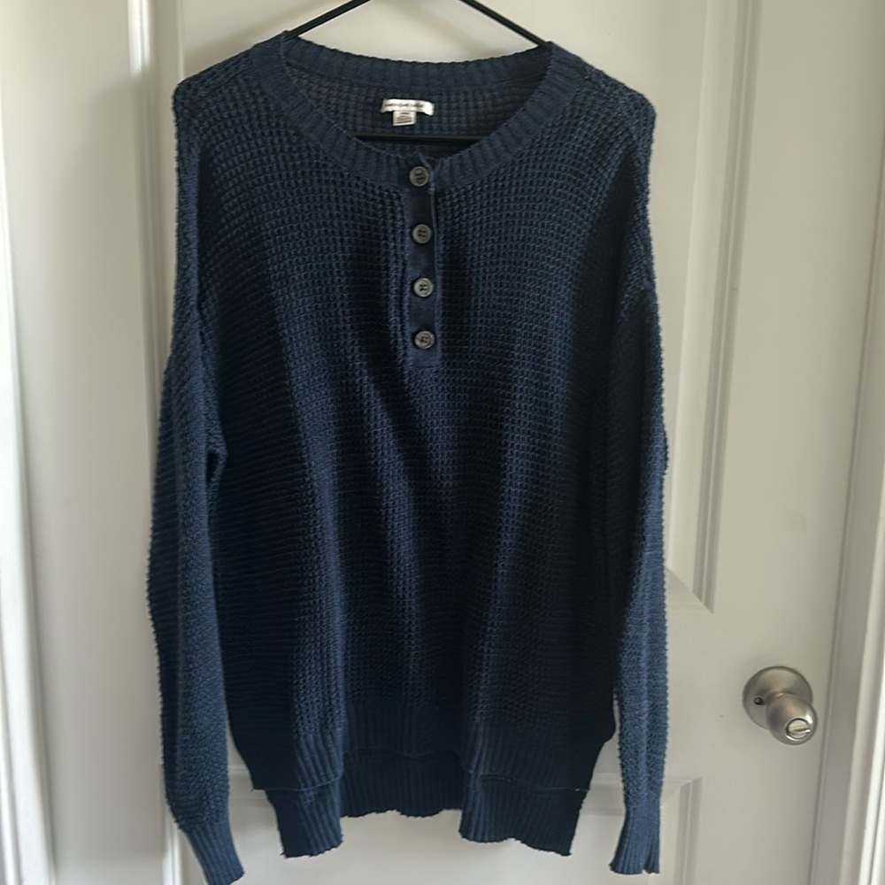 American Eagle Long Sleeve Sweater Shirt Navy Blue Size S
